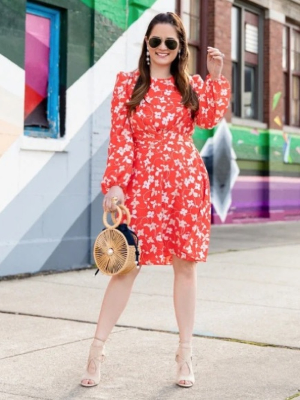 NWT Eliza J Floral Woven Crepe A-Line Dress Boho Party Red 16
